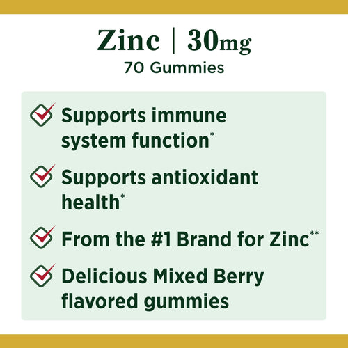 Nature's Bounty Zinc Immune Support Gummies; 30 mg; 70 Count EasyOptionXY LLC