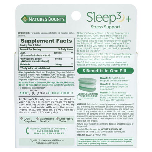 Nature's Bounty Sleep3 + Stress Support; 10 mg; 28 Count EasyOptionXY LLC