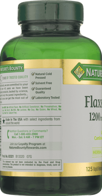 Nature's Bounty Flaxseed Oil Softgels; 1200 mg; 125 Count EasyOptionXY LLC