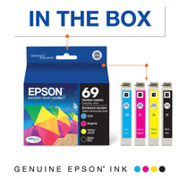 EPSON 69 DURABrite Ultra Ink Black & Color Combo Pack For CX-6000, CX-7000F, CX-7400, CX-8400, CX-9400, CX-9475, NX-400, NX-415, NX-510, NX-515, WF-1100, WF-600, WF-610 and other select models EasyOptionXY LLC