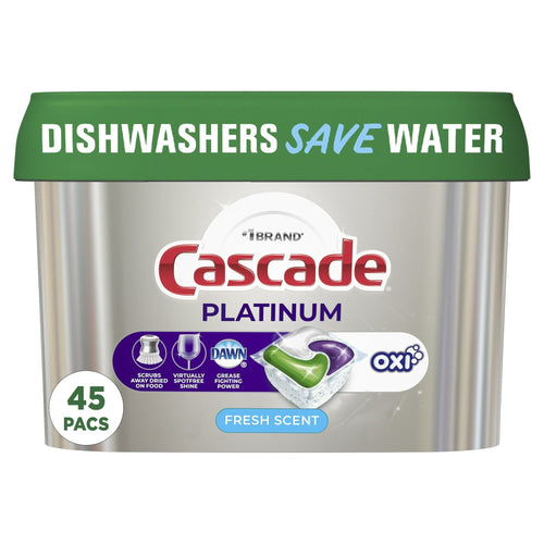 Cascade Platinum Action Pacs + Oxi, Dishwasher Detergent, Fresh, 45 Ct EasyOptionXY LLC