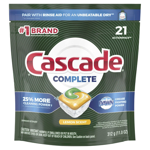 Cascade, Complete ActionPacs Dishwasher Detergent - Lemon Scent, 21 count EasyOptionXY LLC