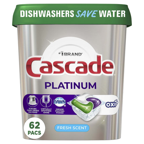 Cascade Platinum + Oxi Dishwasher Detergent Pods, Fresh Scent, 34.5 Ounce, 62 Count EasyOptionXY LLC