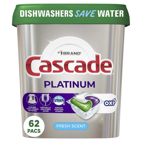 Cascade Platinum + Oxi Dishwasher Detergent Pods, Fresh Scent, 34.5 Ounce, 62 Count EasyOptionXY LLC