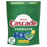Cascade Complete ActionPacs Dishwasher Detergent, Lemon Scent, 27 Count EasyOptionXY LLC