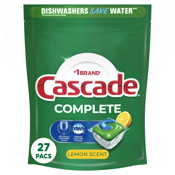 Cascade Complete ActionPacs Dishwasher Detergent, Lemon Scent, 27 Count EasyOptionXY LLC