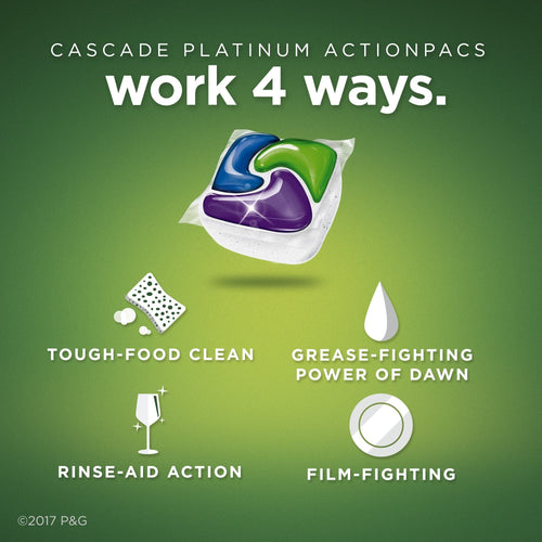 Cascade Platinum Dishwasher Detergent ActionPacs, Fresh, 11 Count EasyOptionXY LLC