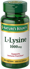 Nature's Bounty L-Lysine Tablets; 1000 mg; 60 Count EasyOptionXY LLC