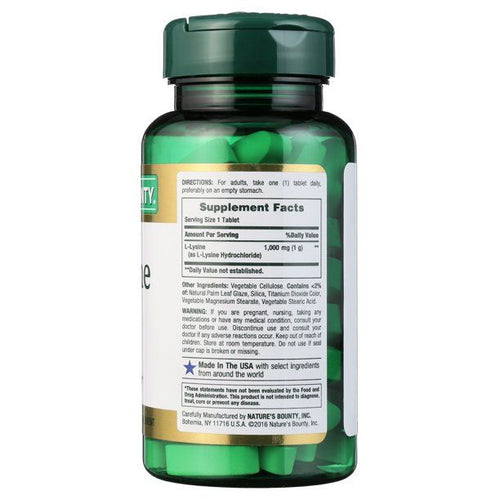 Nature's Bounty L-Lysine Tablets; 1000 mg; 60 Count EasyOptionXY LLC