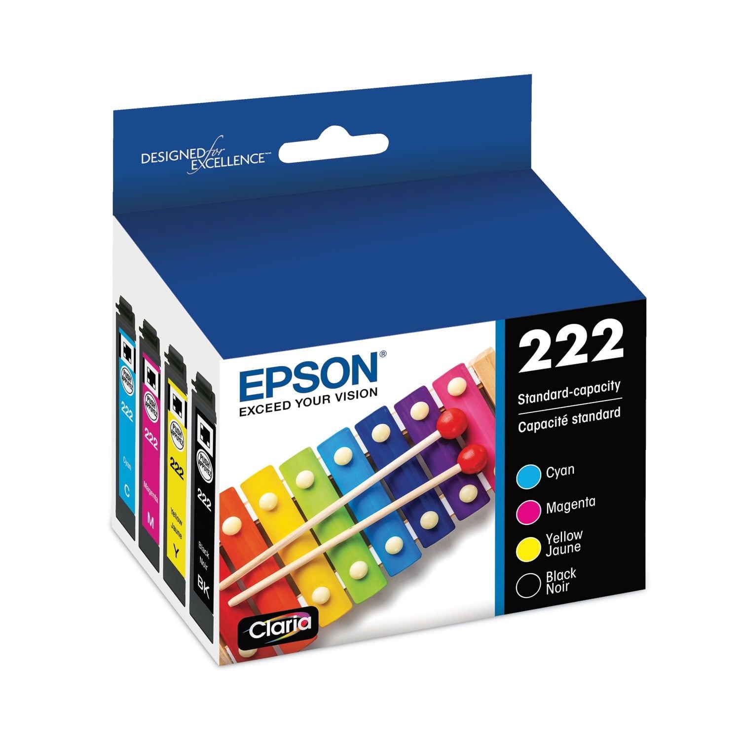 Epson T222120BCS (T222) Claria Ink, 165 Page-Yield, Black/Cyan/Magenta/Yellow EasyOptionXY LLC