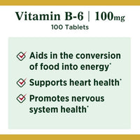 Nature's Bounty Vitamin B-6 Tablets; 100 mg; 100 Count EasyOptionXY LLC
