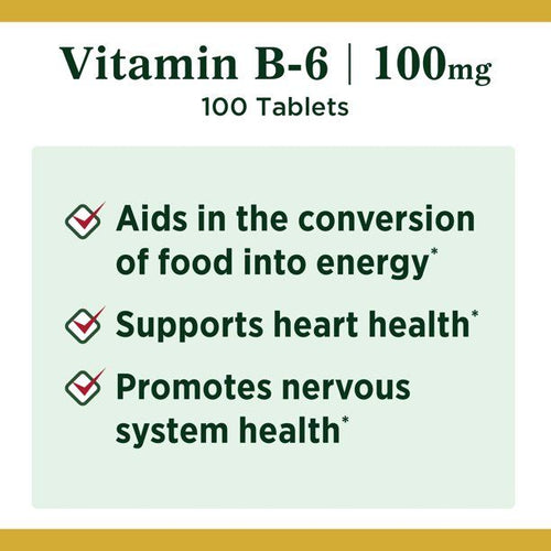 Nature's Bounty Vitamin B-6 Tablets; 100 mg; 100 Count EasyOptionXY LLC