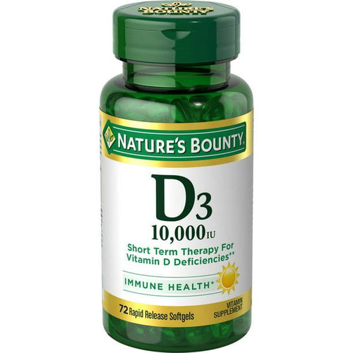 Nature's Bounty Vitamin D3 Softgels; 250 mcg; 10000 IU; 72 Count EasyOptionXY LLC