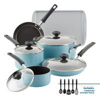 Farberware 15 Piece Aluminum Nonstick Pots and Pans Set, Aqua EasyOptionXY LLC