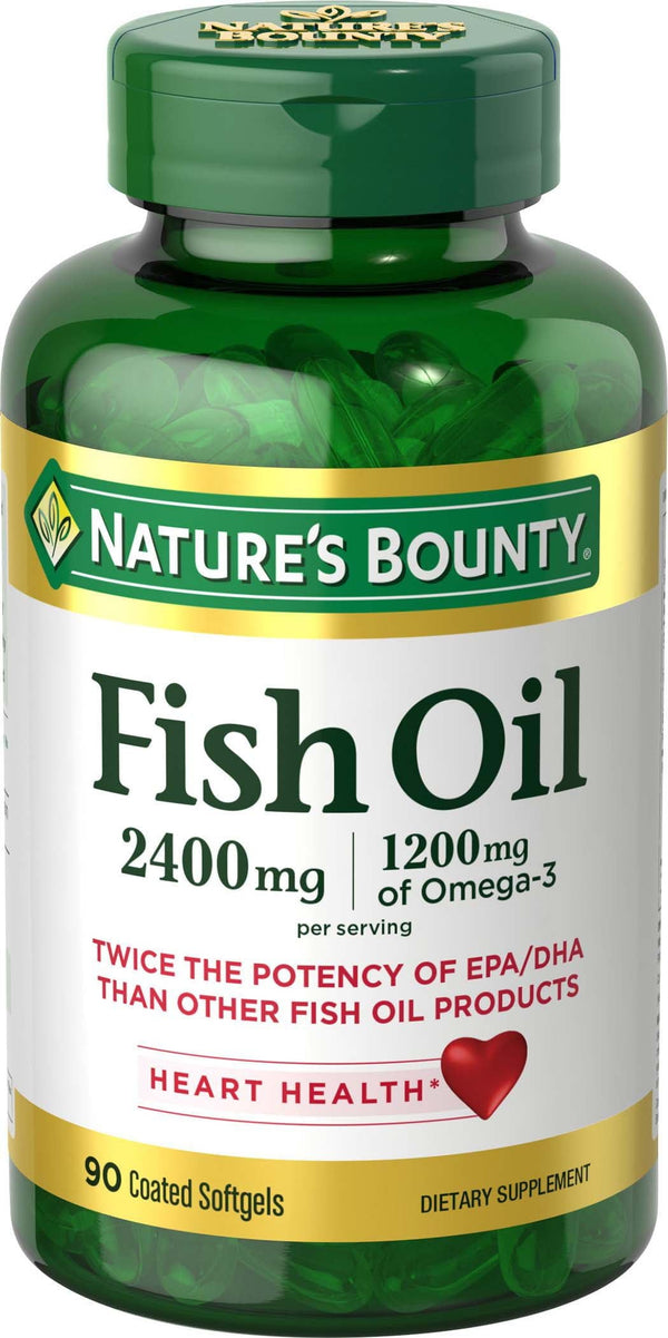 Nature's Bounty Fish Oil Softgels; Double Strength; 2400 mg; 90 Count EasyOptionXY LLC