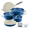 NEW Farberware Vibrance 12 Piece Ceramic Nonstick Pots and Pans Set, Blue EasyOptionXY LLC