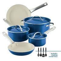 NEW Farberware Vibrance 12 Piece Ceramic Nonstick Pots and Pans Set, Blue EasyOptionXY LLC