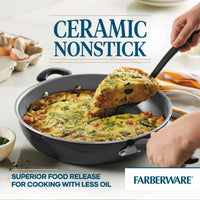 Farberware Easy Clean Pro 12.5 inch Ceramic Nonstick Frying Pan with Helper Handle, Black EasyOptionXY LLC