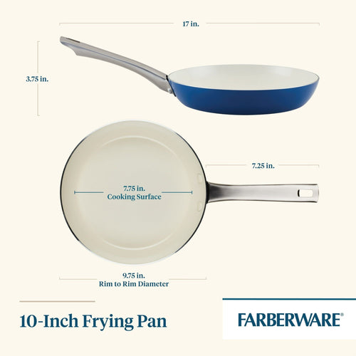 NEW Farberware Vibrance 10 inch Ceramic Frying Pan, Blue EasyOptionXY LLC