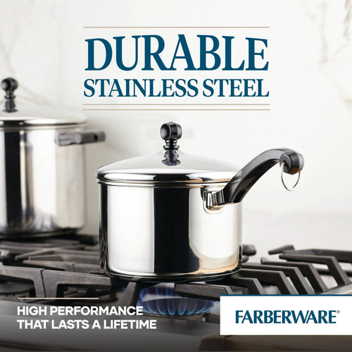 Farberware 3-Quart Classic Series Stainless Steel Saucepan with lid, Silver EasyOptionXY LLC