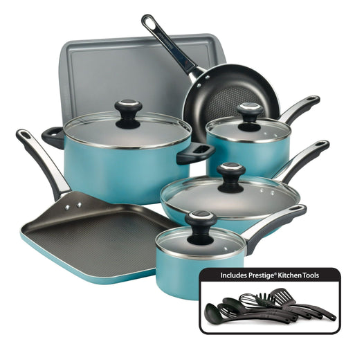 Farberware High Performance 17 Piece Nonstick Aluminum Pots and Pans Set, Aqua EasyOptionXY LLC