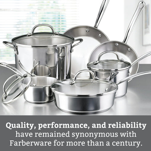 Farberware Millennium 10 Piece Stainless Steel Pots and Pans, Silver EasyOptionXY LLC