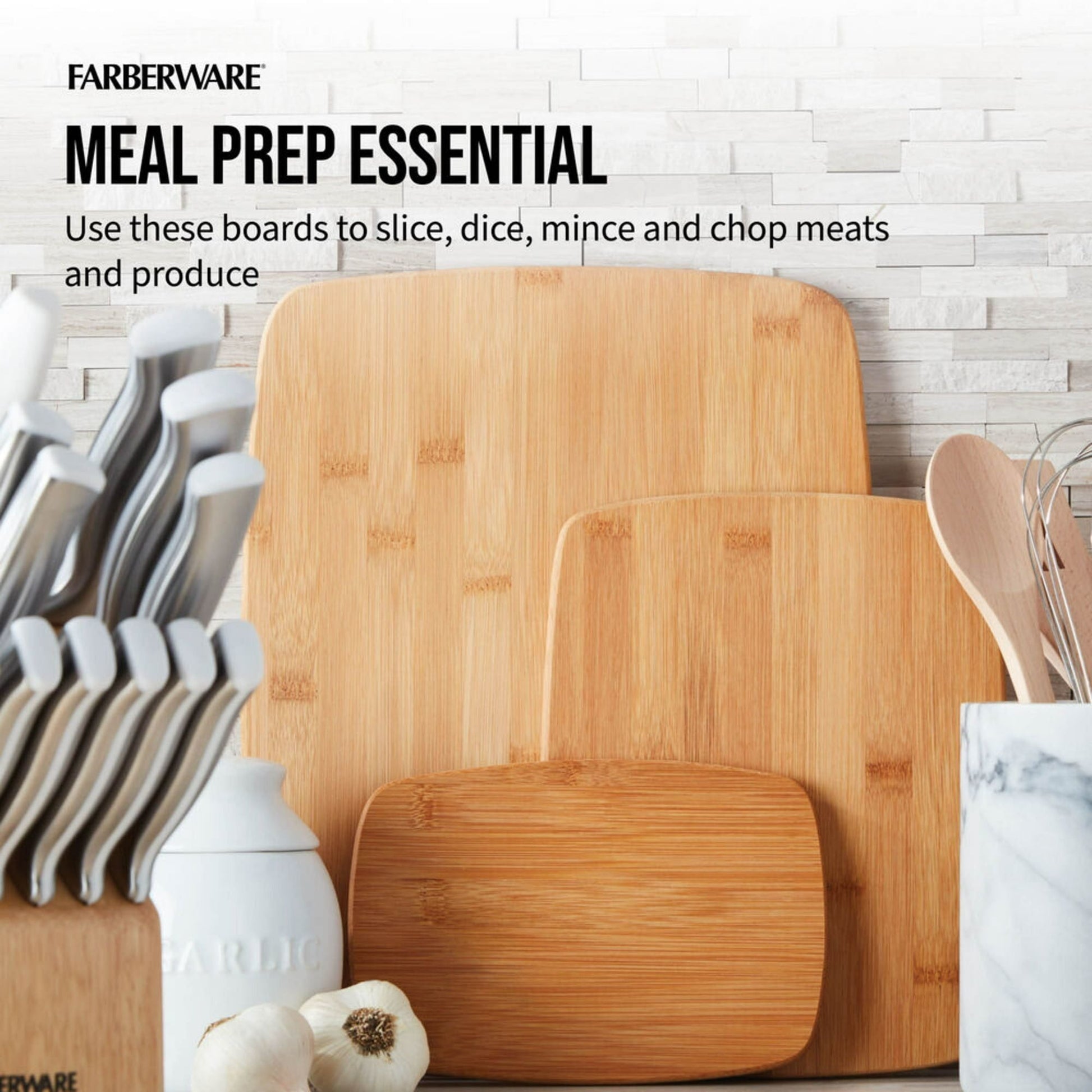 Farberware 3 Piece Kitchen Cutting Board Set Bamboo EasyOptionXY LLC