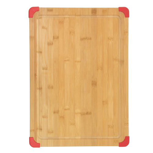 Farberware 15-inch by 21-inch Bamboo Wood Cutting Board with Red Non-slip Corners EasyOptionXY LLC