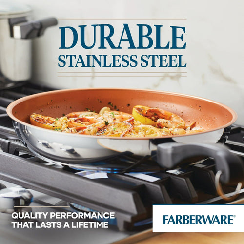 Farberware Classic Traditions 12" Stainless Steel Ceramic Nonstick Frying Pan EasyOptionXY LLC