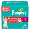 Pampers Cruisers 360 Fit Diapers, Active Comfort, Size 4, 108 Count EasyOptionXY LLC