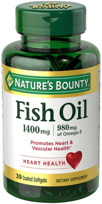 Nature's Bounty Fish Oil with Omega-3 Coated Softgels; 1400 mg; 39 Count EasyOptionXY LLC