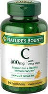Nature's Bounty Vitamin C Chewable Tablets with Rose Hips; 500 mg; 90 Count EasyOptionXY LLC
