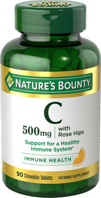 Nature's Bounty Vitamin C Chewable Tablets with Rose Hips; 500 mg; 90 Count EasyOptionXY LLC