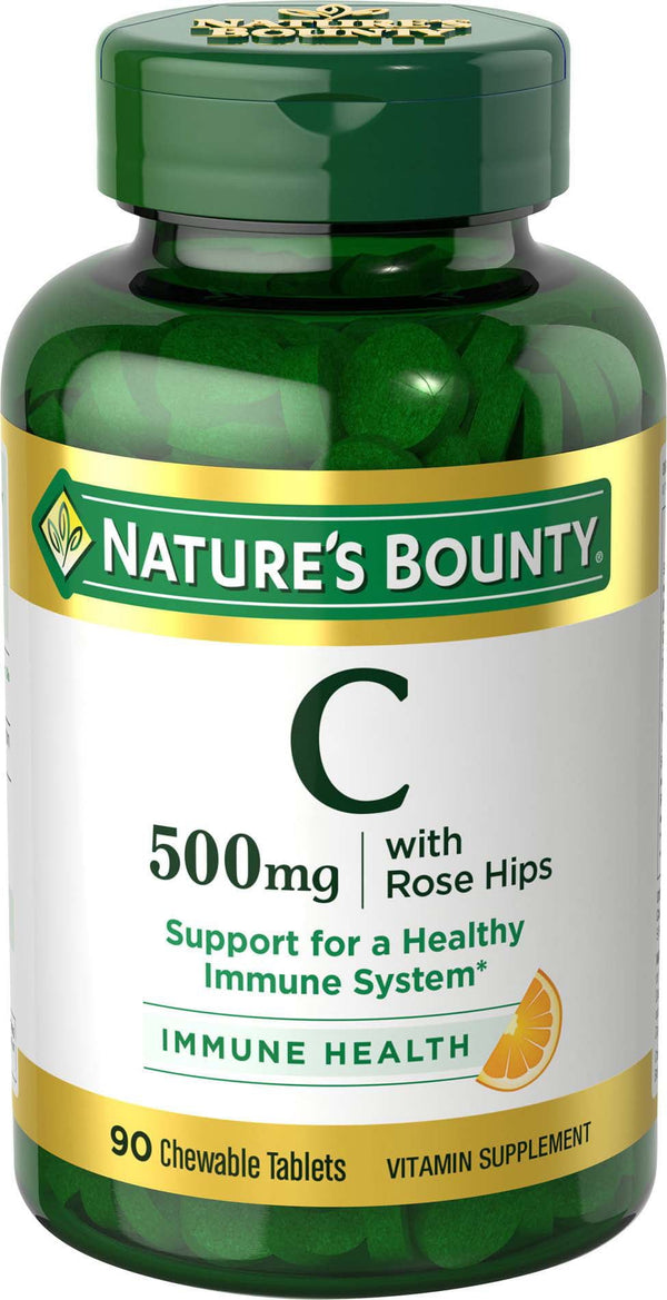 Nature's Bounty Vitamin C Chewable Tablets with Rose Hips; 500 mg; 90 Count EasyOptionXY LLC