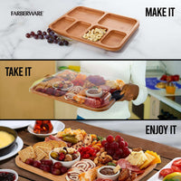Farberware Build-A-Board Bamboo Board, 6 Compartments with Locking Lid, Charcuterie, 11x14, Black EasyOptionXY LLC