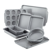 Farberware 10-Piece Nonstick Bakeware Set with Cooling Rack, Grey EasyOptionXY LLC