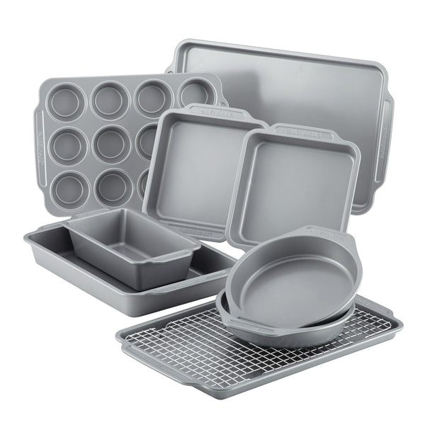 Farberware 10-Piece Nonstick Bakeware Set with Cooling Rack, Grey EasyOptionXY LLC