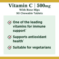 Nature's Bounty Vitamin C Chewable Tablets with Rose Hips; 500 mg; 90 Count EasyOptionXY LLC