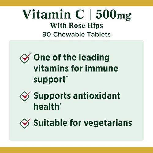 Nature's Bounty Vitamin C Chewable Tablets with Rose Hips; 500 mg; 90 Count EasyOptionXY LLC