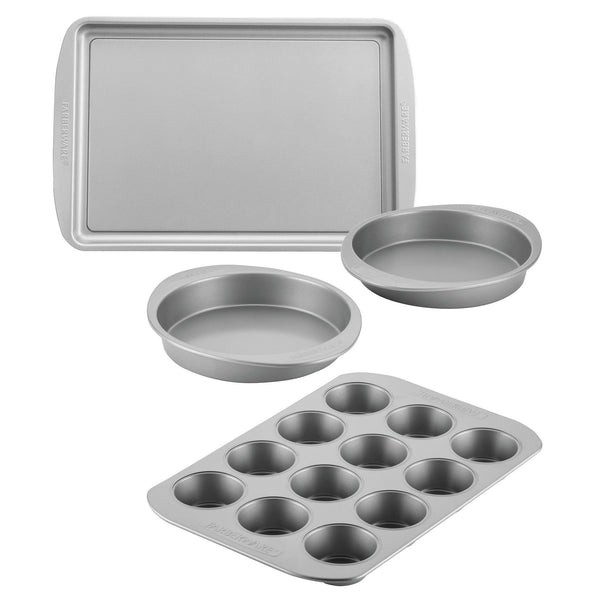 Farberware Bakeware Nonstick Cookie, Muffin, Cupcake, and Cake Pan Set, 4-Piece, Gray EasyOptionXY LLC