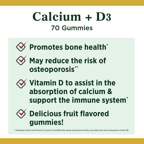 Nature's Bounty Calcium + Vitamin D3 Gummies; Multi-Flavored; 70 Count EasyOptionXY LLC
