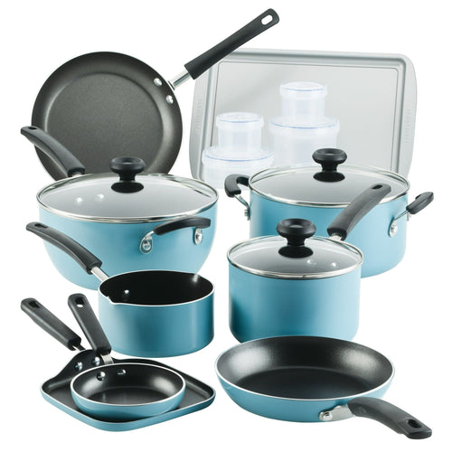 Farberware 20Pc Aluminum Nonstick Cookware Pots & Pans Set Aqua EasyOptionXY LLC