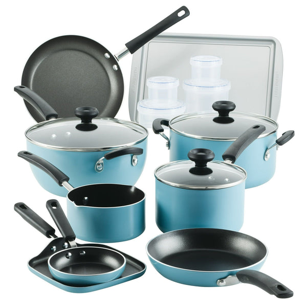 Farberware 20Pc Aluminum Nonstick Cookware Pots & Pans Set Aqua EasyOptionXY LLC