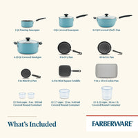 Farberware 20Pc Aluminum Nonstick Cookware Pots & Pans Set Aqua EasyOptionXY LLC
