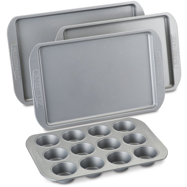 Farberware Nonstick Bakeware Muffin Cupcake and Sheet Pan Set, 4-Piece, Gray EasyOptionXY LLC