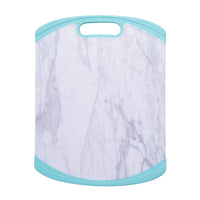 Farberware 11-inch x 14-inch Non Slip Plastic/Poly Cutting Board in Marble Pattern and Aqua Sky Trim EasyOptionXY LLC
