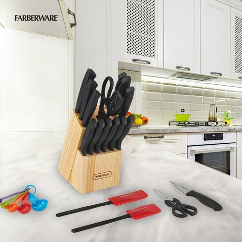 Farberware Classic 23 Piece Never Needs Sharpening Dishwasher Safe Stainless Steel Cutlery and Utensil Set in Black EasyOptionXY LLC