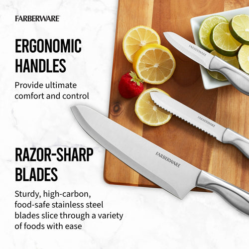Farberware Classic 22 Piece Stamped Stainless Steel Knife Set and Utensil Set EasyOptionXY LLC