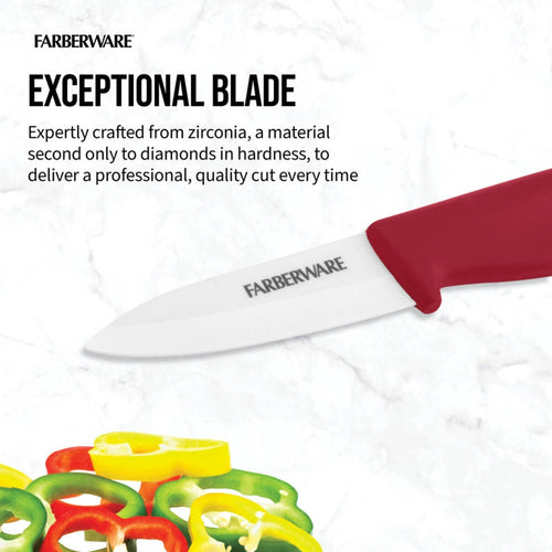 Farberware Professional 3-inch Ceramic Paring Kitchen Knife with Red Blade Cover EasyOptionXY LLC