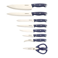 Farberware EdgeKeeper 14-Piece Stainless Steel Triple Riveted Slim Knife Set, Block Built-in Sharpener Navy EasyOptionXY LLC